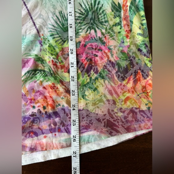 Ellen Negley Flamingo Tropical Cold Shoulder Short Sleeve Tunic Top XXL - Picture 6 of 7